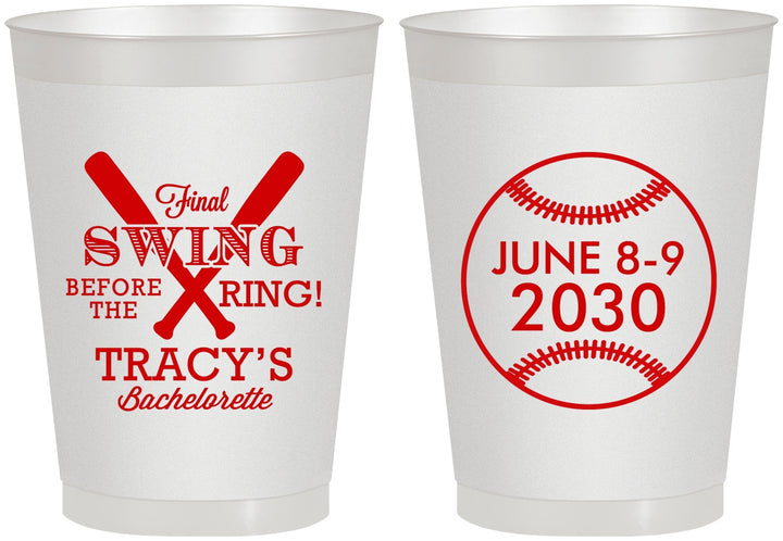 Personalized Bachelorette 8 oz Frosted Cups - Final Swing Before Ring | 60109