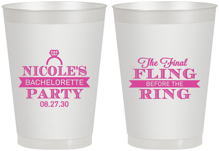 Personalized Bachelorette 8 oz Frosted Cups - Final Fling Before The Ring | 60110