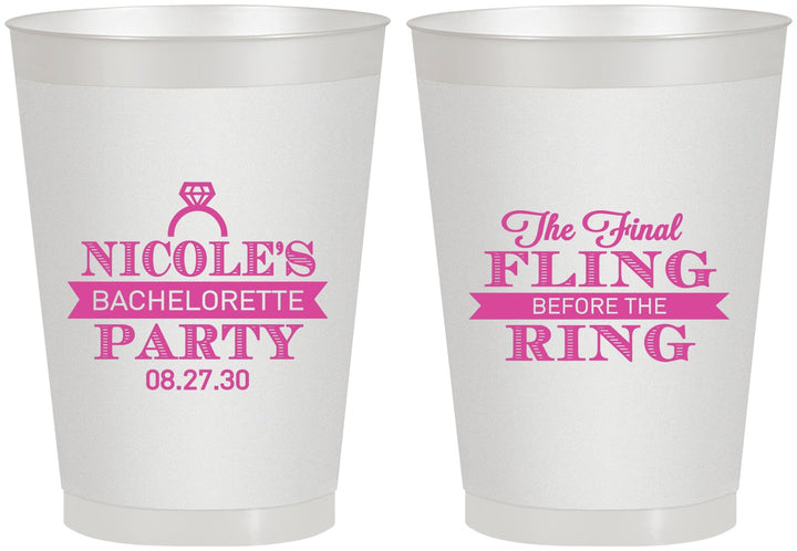 Personalized Bachelorette 8 oz Frosted Cups - Final Fling Before The Ring | 60110