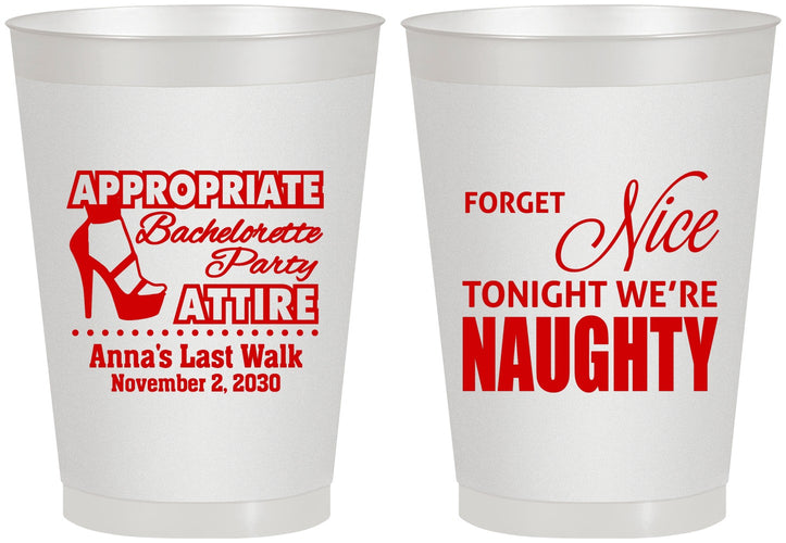 Personalized Bachelorette 8 oz Frosted Cups - Nice Tonight Naughty | 60112