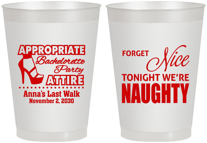 Personalized Bachelorette 8 oz Frosted Cups - Nice Tonight Naughty | 60112