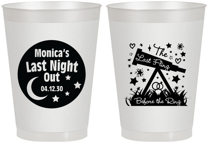 Personalized Bachelorette 8 oz Frosted Cups - Last Fling Before Rings | 60113