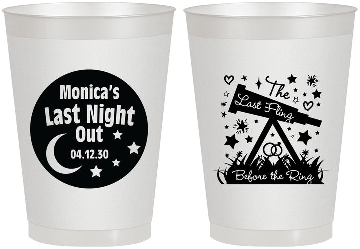 Personalized Bachelorette 8 oz Frosted Cups - Last Fling Before Rings | 60113
