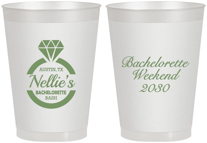 Personalized Bachelorette 8 oz Frosted Cups - Ring | 60115