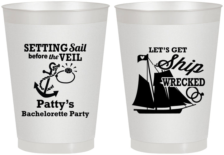 Personalized Bachelorette 8 oz Frosted Cups - Setting Sail Before Veil | 60116