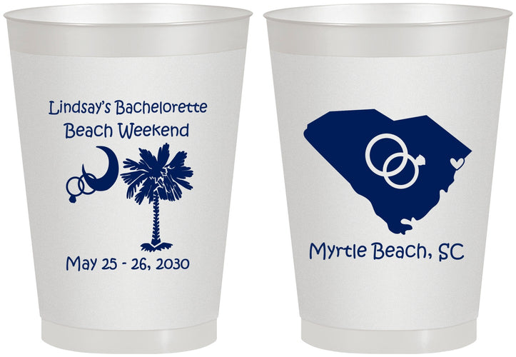 Personalized Bachelorette 8 oz Frosted Cups - South Carolina | 60117
