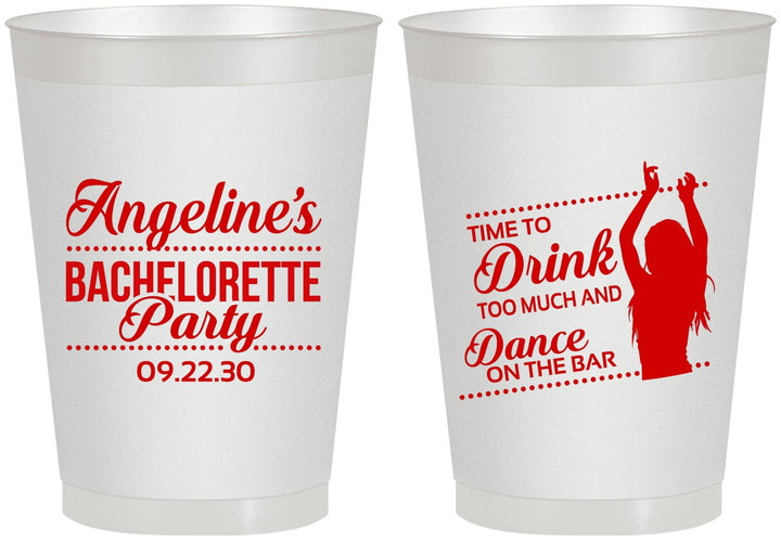 Personalized Bachelorette 8 oz Frosted Cups - Drink Dance On Bar | 60122