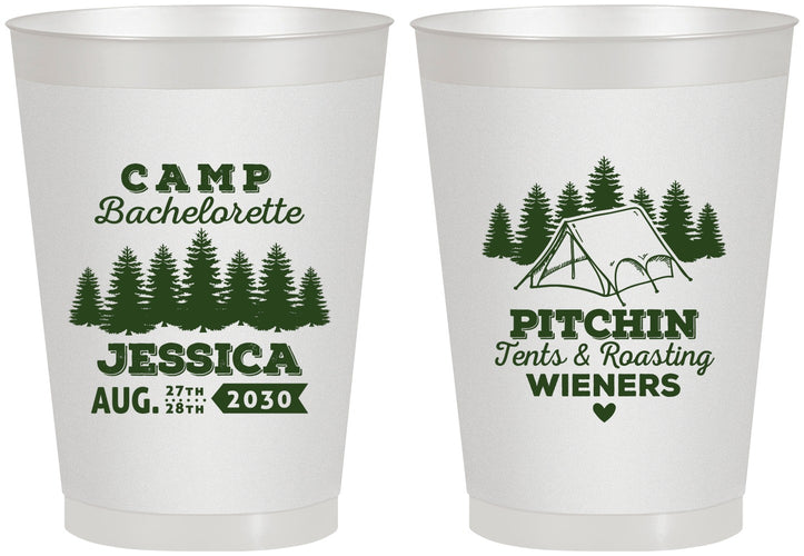 Personalized Bachelorette 8 oz Frosted Cups - Camping | 60124