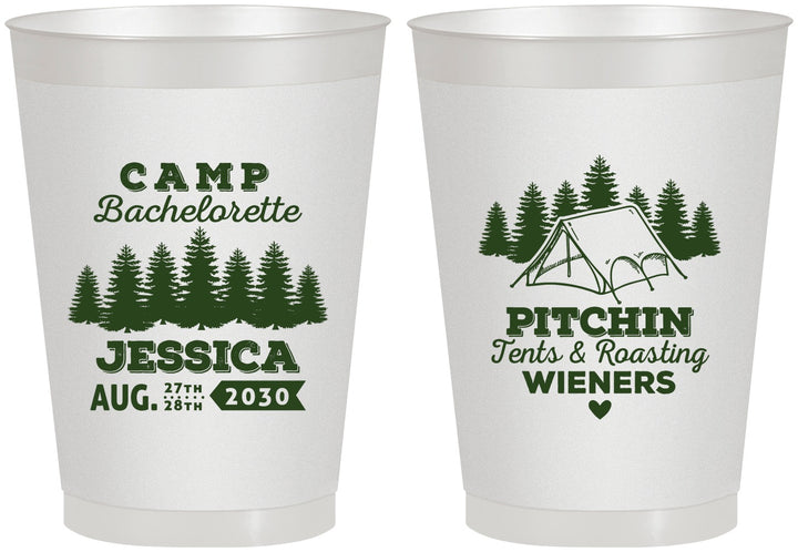 Personalized Bachelorette 8 oz Frosted Cups - Camping | 60124