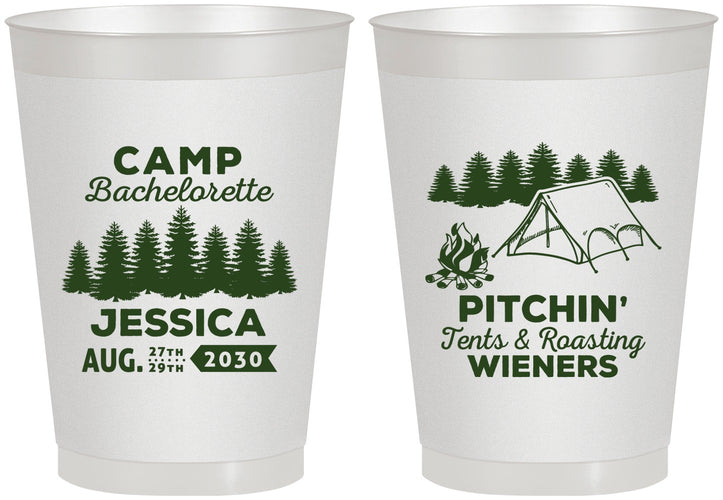 Personalized Bachelorette 8 oz Frosted Cups - Camping | 60125