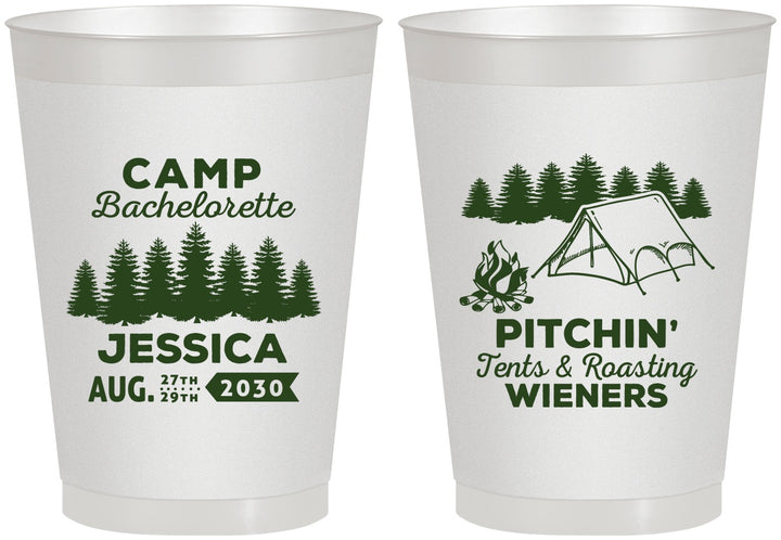 Personalized Bachelorette 8 oz Frosted Cups - Camping | 60125
