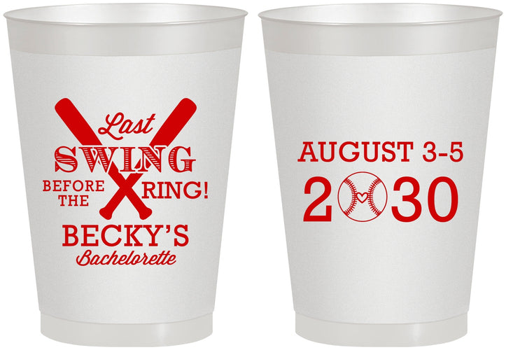 Personalized Bachelorette 8 oz Frosted Cups - Last Swing Before Ring | 60127