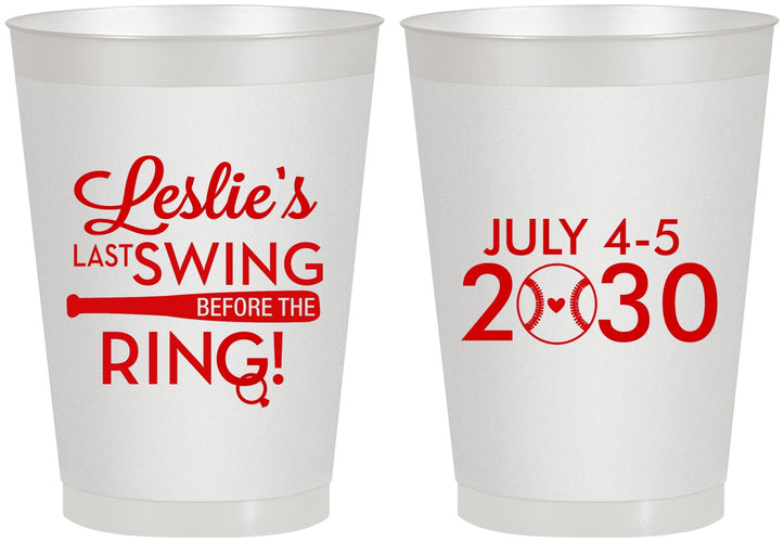 Personalized Bachelorette 8 oz Frosted Cups - Last Swing Before Ring | 60128