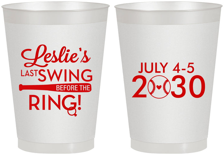 Personalized Bachelorette 8 oz Frosted Cups - Last Swing Before Ring | 60128