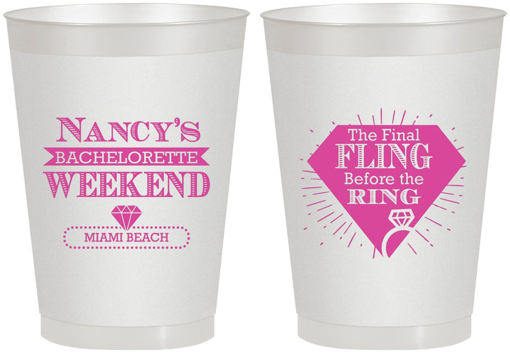 Personalized Bachelorette 8 oz Frosted Cups - Final Fling Before The Ring | 60129