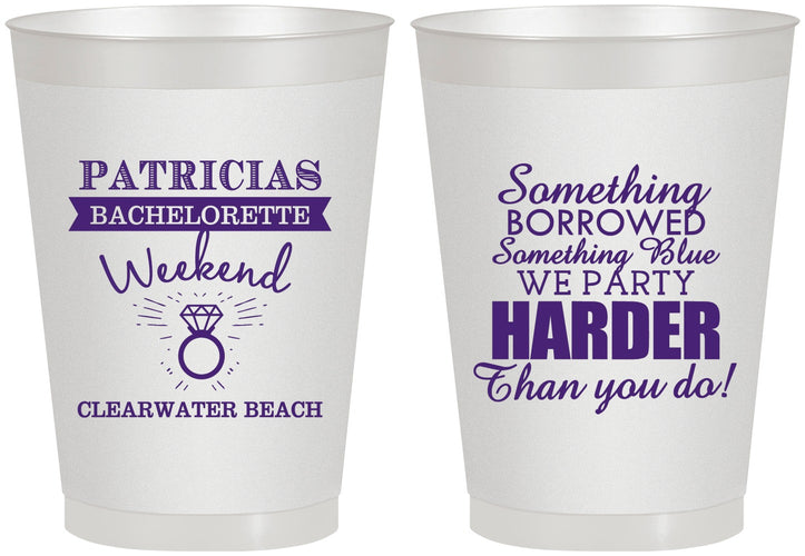 Personalized Bachelorette 8 oz Frosted Cups - Something Borrowed | 60130