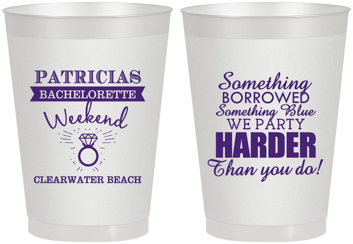 Personalized Bachelorette 8 oz Frosted Cups - Something Borrowed | 60130