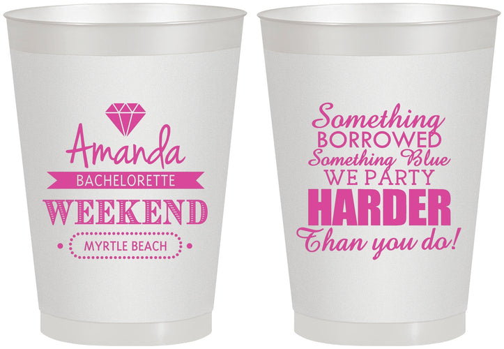 Personalized Bachelorette 8 oz Frosted Cups - Something Borrowed | 60131