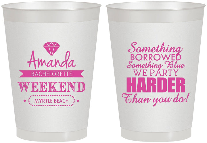 Personalized Bachelorette 8 oz Frosted Cups - Something Borrowed | 60131