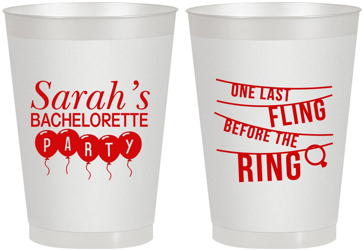 Personalized Bachelorette 8 oz Frosted Cups - Last Fling Before Rings | 60140