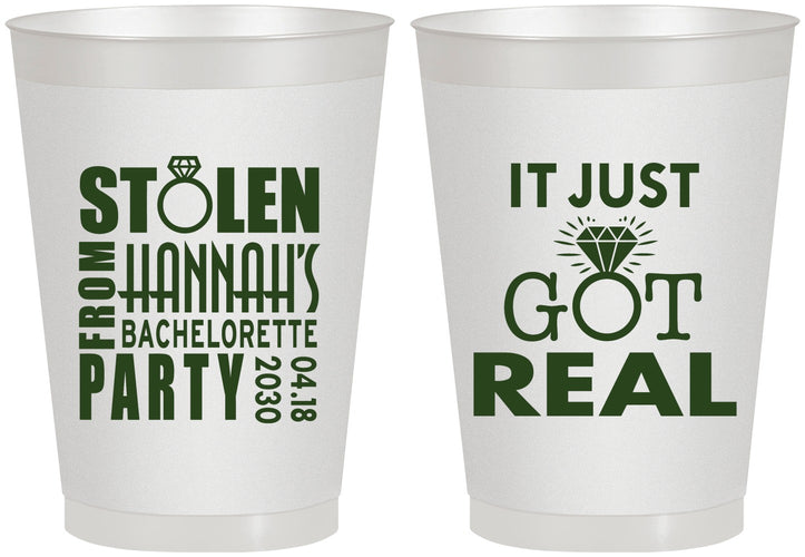 Personalized Bachelorette 8 oz Frosted Cups - Just Got Real | 60141