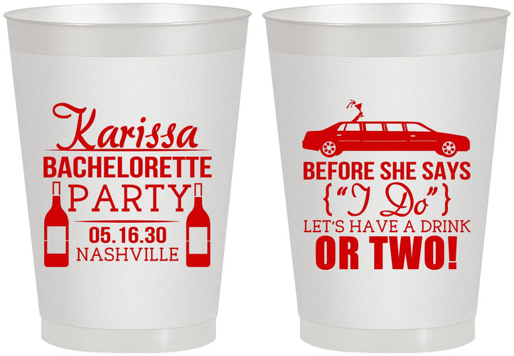 Personalized Bachelorette 8 oz Frosted Cups - Before She Says I Do | 60142