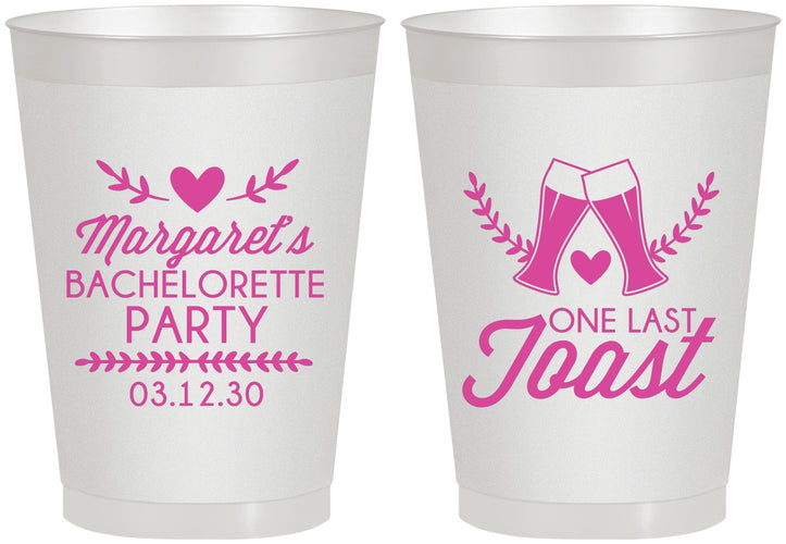 Personalized Bachelorette 8 oz Frosted Cups - One Last Toast | 60147