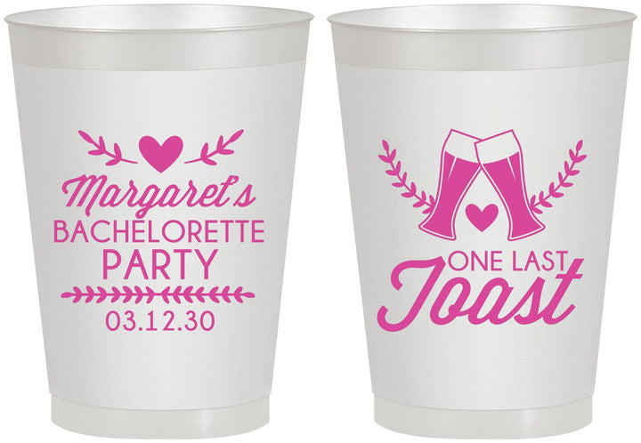 Personalized Bachelorette 8 oz Frosted Cups - One Last Toast | 60147