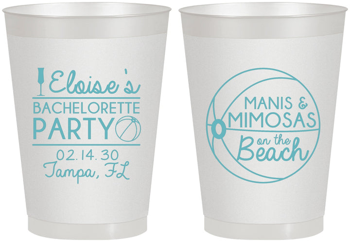 Personalized Bachelorette 8 oz Frosted Cups - Manis Mimosas | 60149