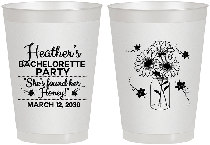 Personalized Bachelorette 8 oz Frosted Cups - She Found Her Honey | 60150