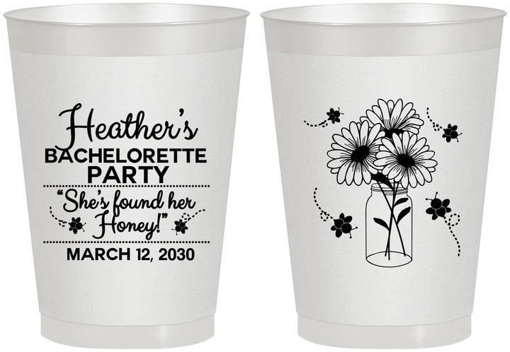 Personalized Bachelorette 8 oz Frosted Cups - She Found Her Honey | 60150