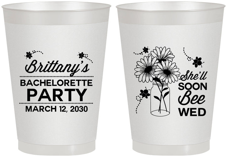 Personalized Bachelorette 8 oz Frosted Cups - She Will Soon Bee Wed | 60151