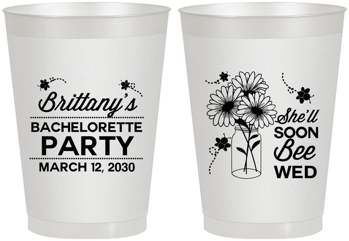 Personalized Bachelorette 8 oz Frosted Cups - She Will Soon Bee Wed | 60151