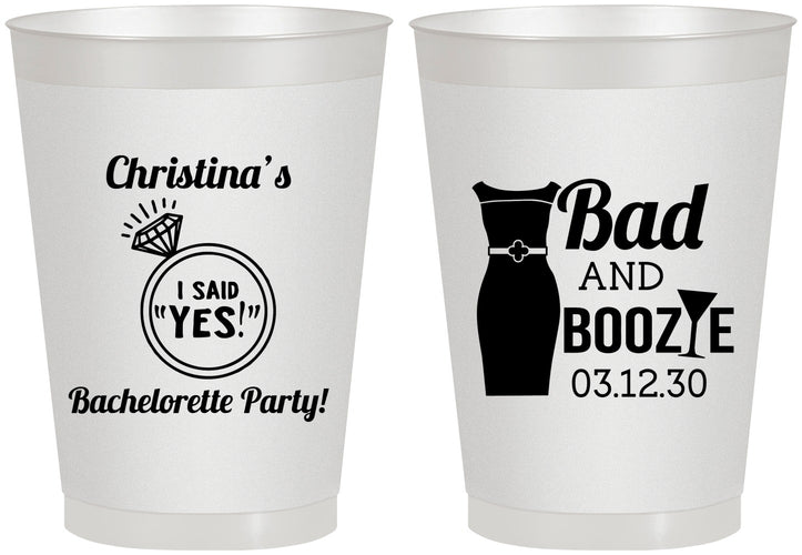 Personalized Bachelorette 8 oz Frosted Cups - Bad And Boozie | 60157
