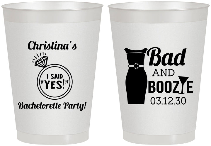 Personalized Bachelorette 8 oz Frosted Cups - Bad And Boozie | 60157
