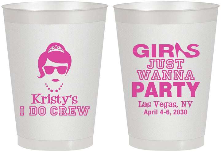 Personalized Bachelorette 8 oz Frosted Cups - Girls Just Wanna Party | 60158