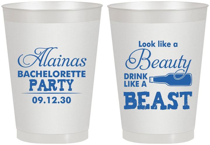 Personalized Bachelorette 8 oz Frosted Cups - Beauty Beast | 60161