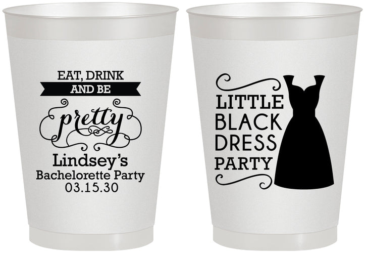 Personalized Bachelorette 8 oz Frosted Cups - Little Black Dress | 60164