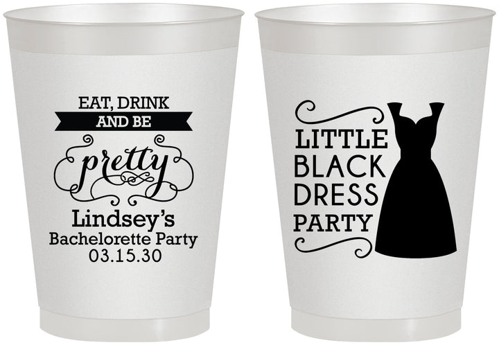 Personalized Bachelorette 8 oz Frosted Cups - Little Black Dress | 60164