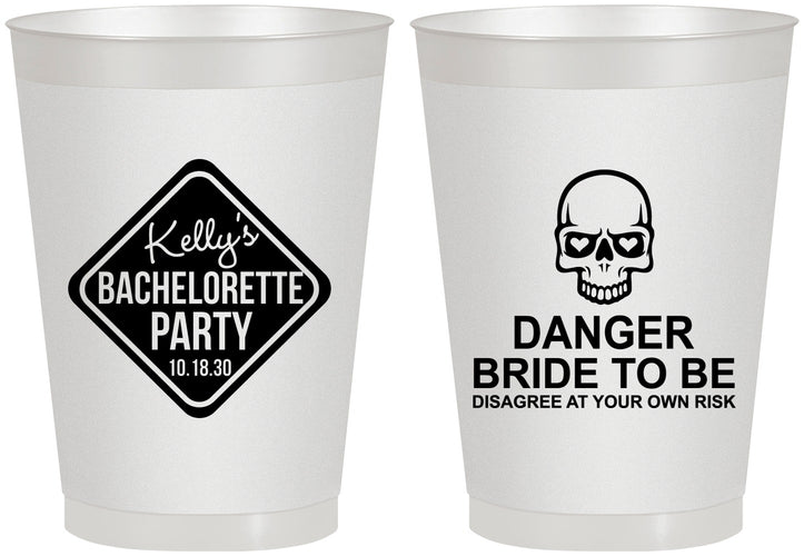 Personalized Bachelorette 8 oz Frosted Cups - Danger Bride To Be | 60165