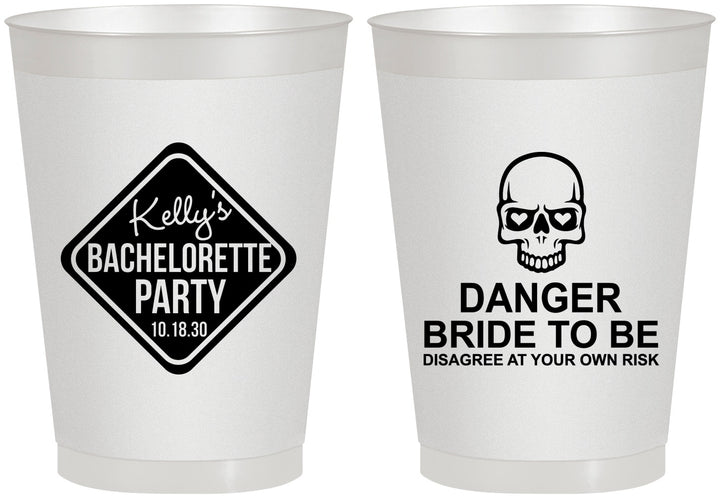 Personalized Bachelorette 8 oz Frosted Cups - Danger Bride To Be | 60165
