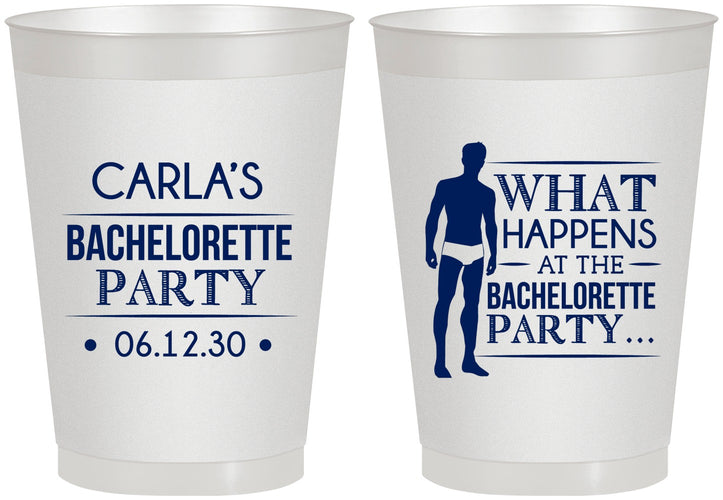 Personalized Bachelorette 8 oz Frosted Cups - What Happens | 60172