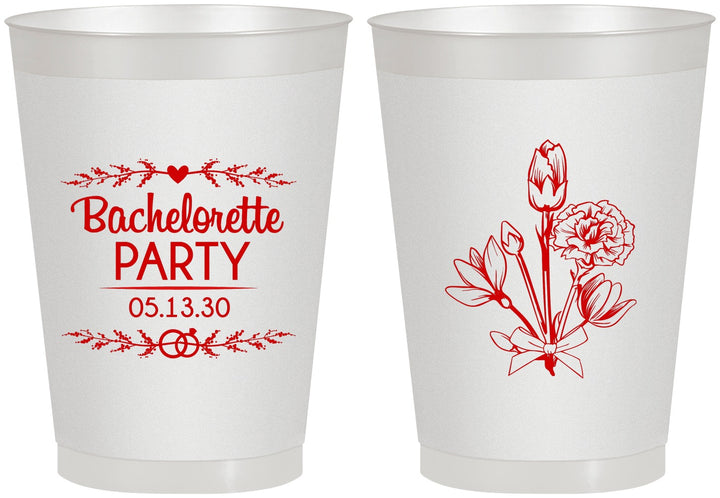 Personalized Bachelorette 8 oz Frosted Cups - Flowers | 60174