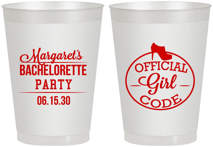 Personalized Bachelorette 8 oz Frosted Cups - Official Girl Code | 60176