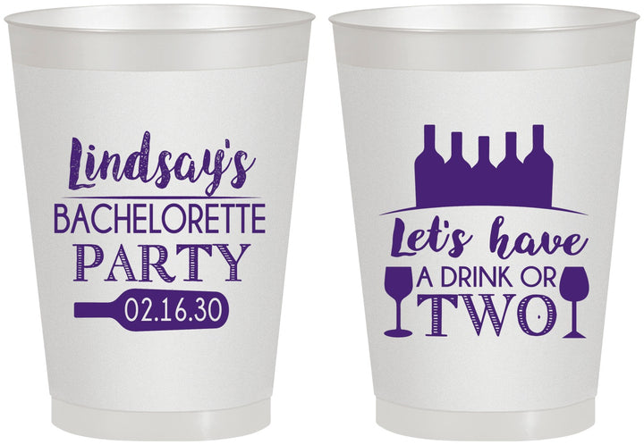 Personalized Bachelorette 8 oz Frosted Cups - Wine Drink Or Two | 60178