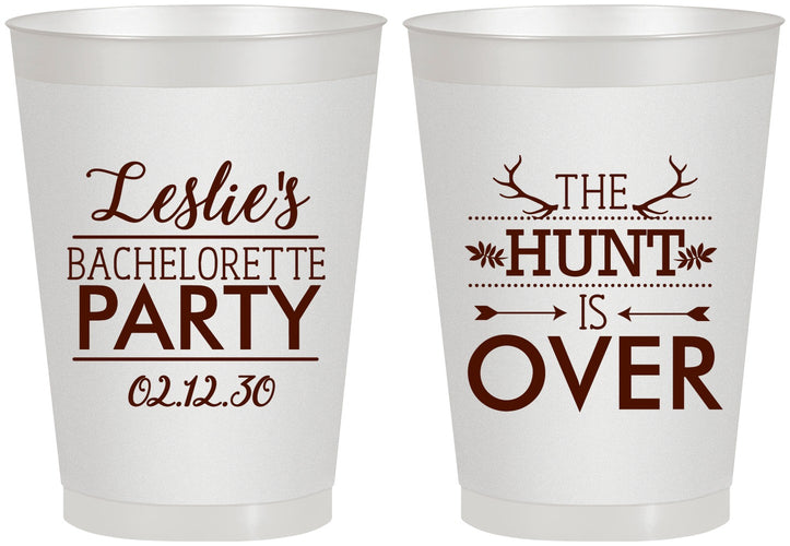 Personalized Bachelorette 8 oz Frosted Cups - The Hunt Is Over | 60184