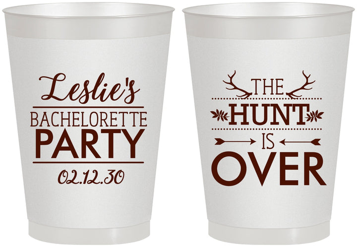 Personalized Bachelorette 8 oz Frosted Cups - The Hunt Is Over | 60184