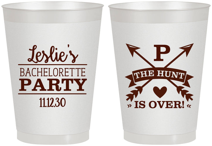 Personalized Bachelorette 8 oz Frosted Cups - The Hunt Is Over | 60186