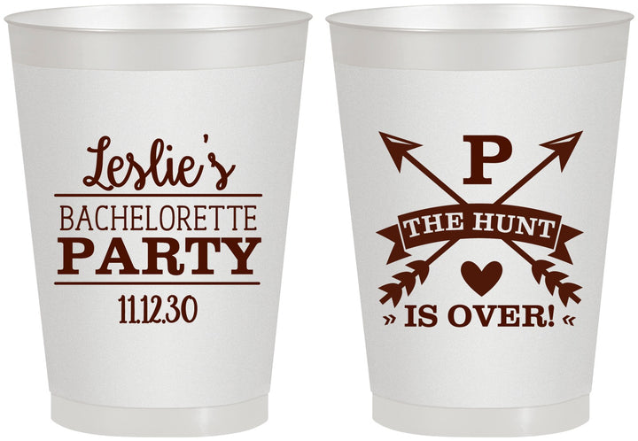 Personalized Bachelorette 8 oz Frosted Cups - The Hunt Is Over | 60186