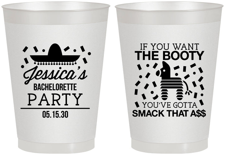 Personalized Bachelorette 8 oz Frosted Cups - Smack That Ass | 60192